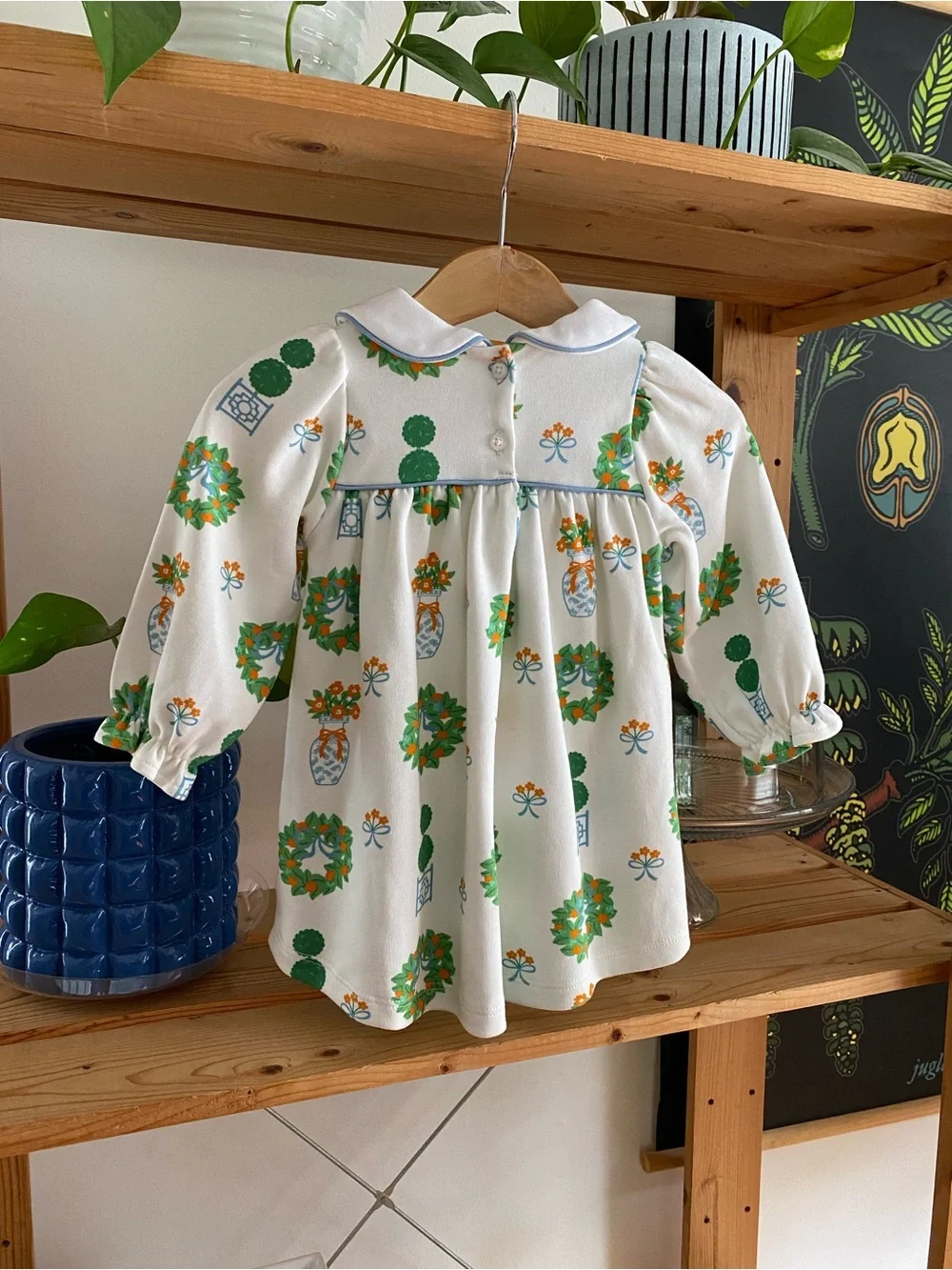 TBBC The Beaufort Bonnet Company Maerin Fitz Frock Dress White Blue 6-12 months